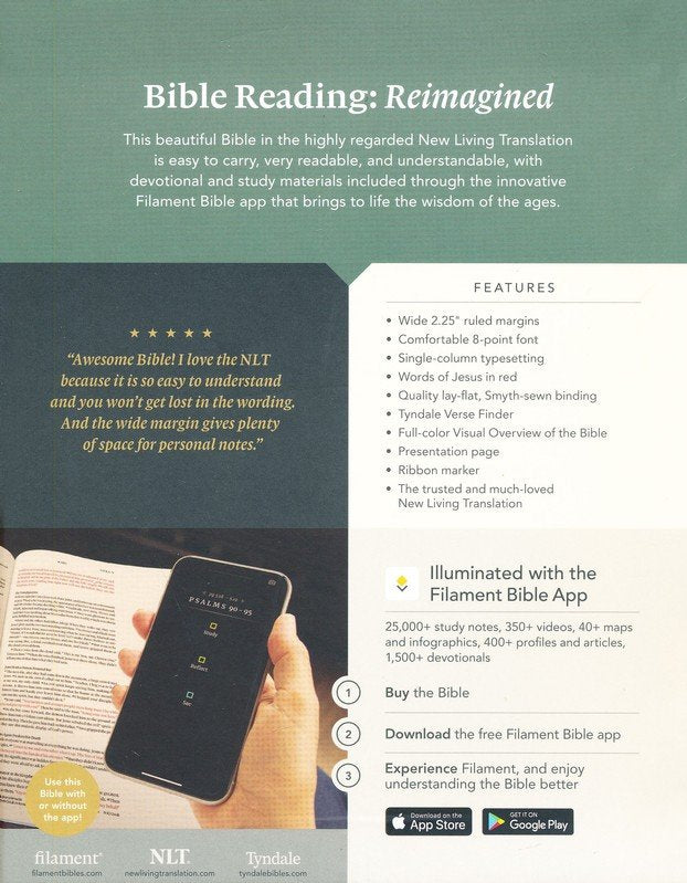 NLT Wide Margin Bible, Filament-Enabled Edition--soft leather-look, dusty pink blossoms