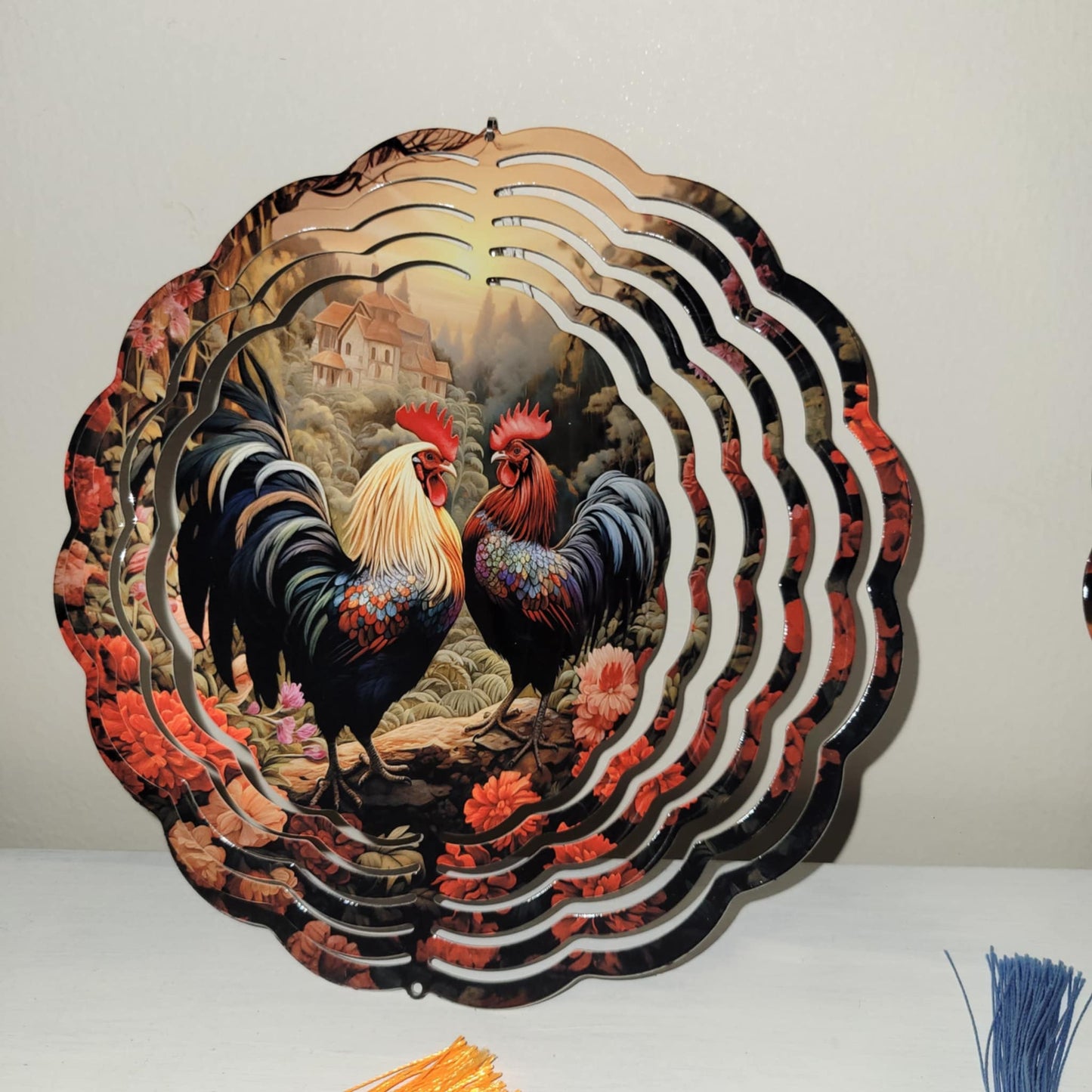 Farmhouse & Grace- Metal Wind spinner, ROOSTERS