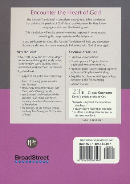 TPT Compact Youth New Testament with Psalms, Proverbs, and Song of Songs, 2020 Edition--imitation leather, pink (butterfly