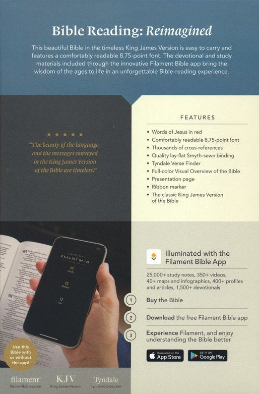 KJV Thinline Reference Bible, Filament Enabled Edition, LeatherLike, Reverent Cross Dark Brown, Indexed