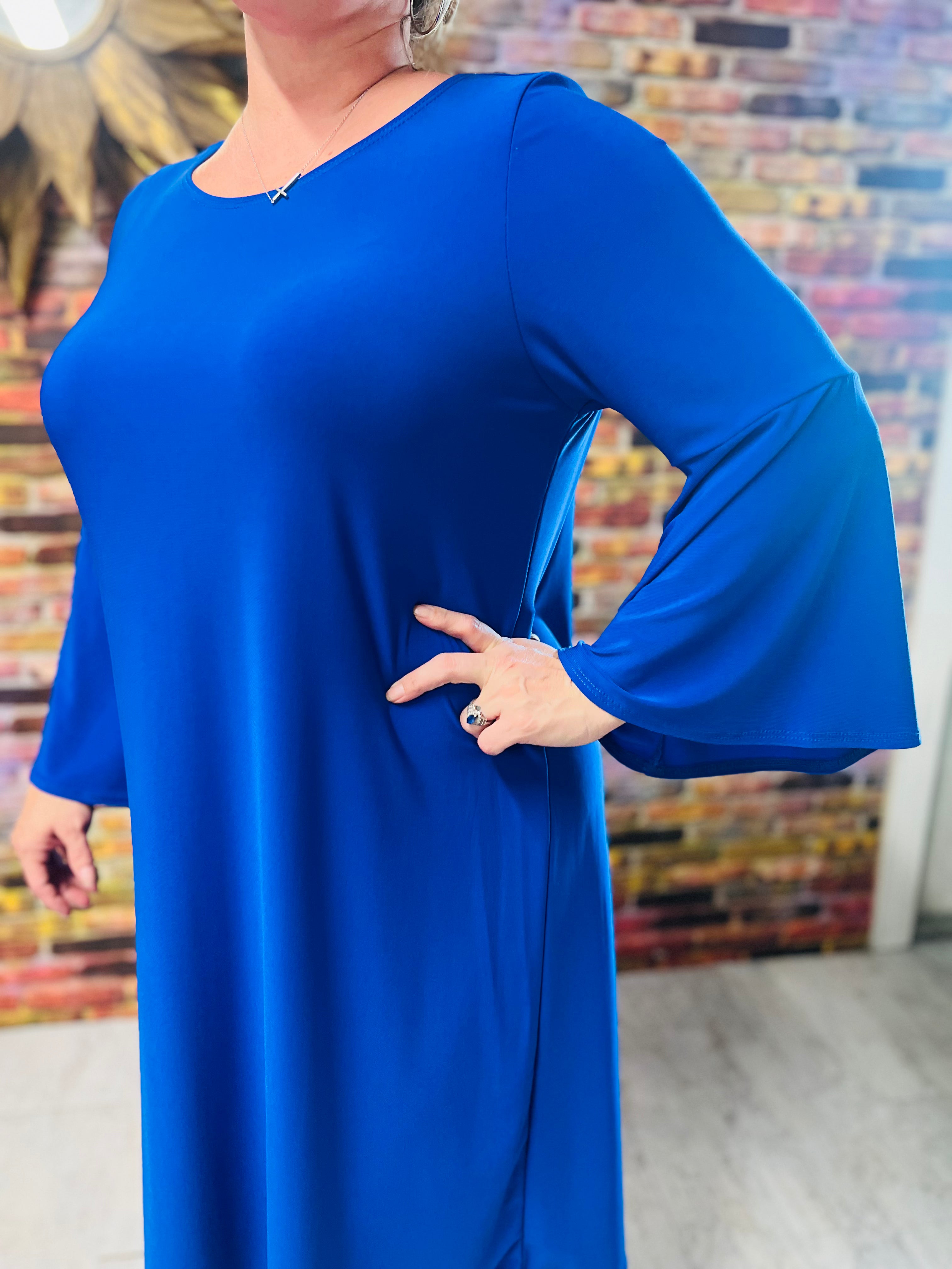 Royal Blue Flutter Sleeve Dress Starfish Book Nook & Coffee Corner Royal Blue Flutter Sleeve Dress Starfish Book Nook & Coffee Corner