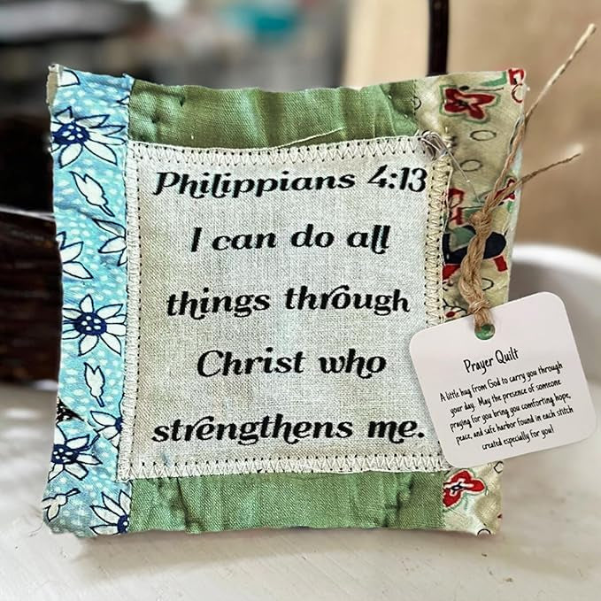 Prayer Quilt with Cross Inside, Prayer Quilt Poem(Philippians 4:13)