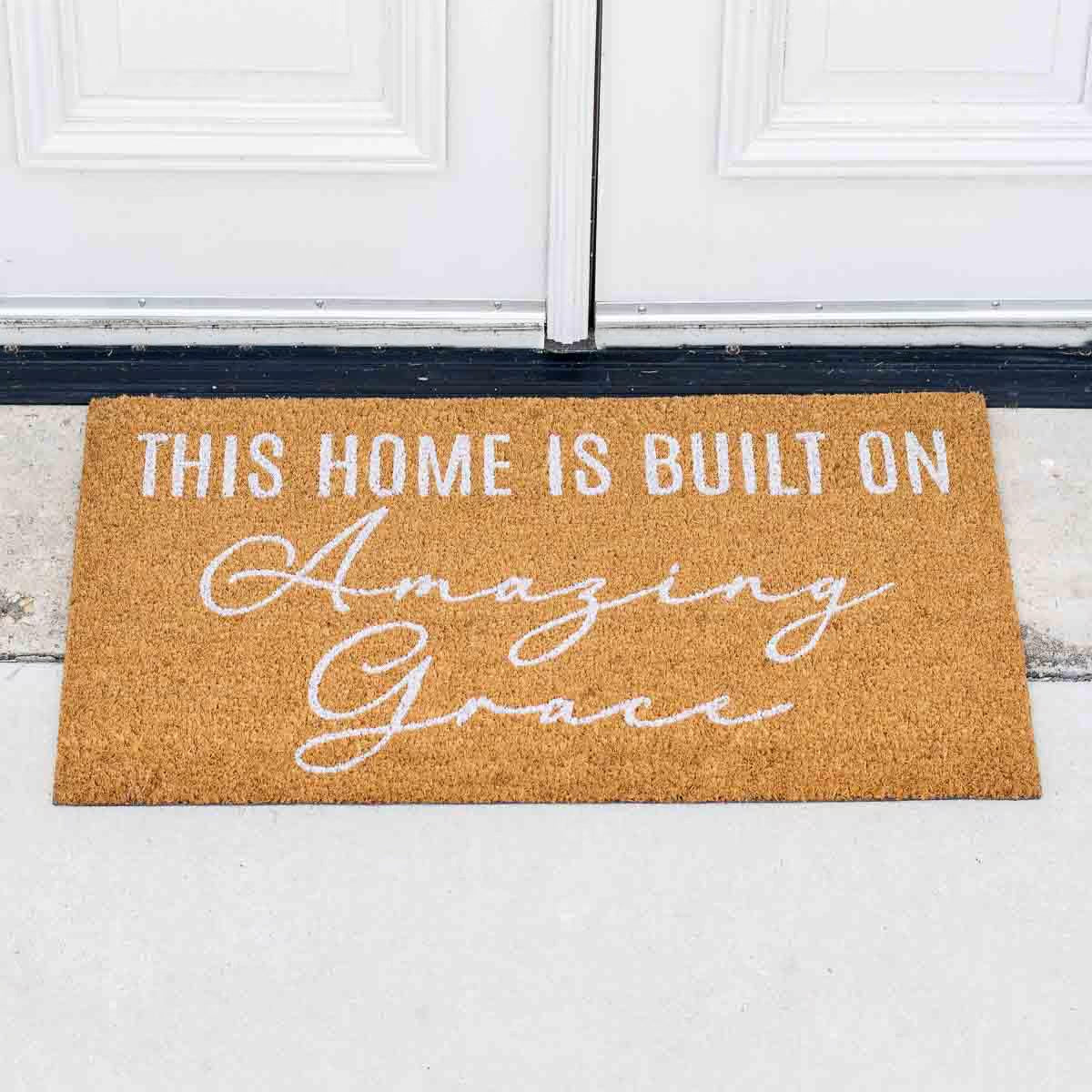 Built on Amazing Grace Coir Doormat