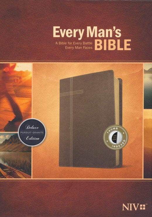 Every Man's Bible NIV (LeatherLike, Pursuit Granite, Indexed), LeatherLike, Pursuit Granite, With thumb index