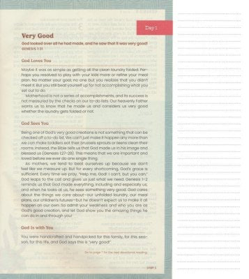 NLT DaySpring Daily Devotional Bible for Moms--soft leather-look, camel