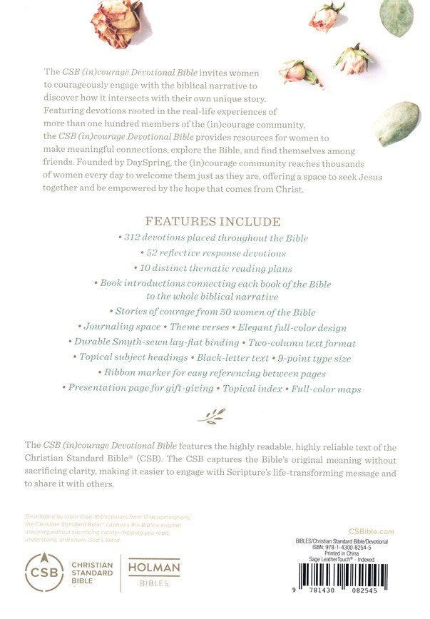 CSB (in)courage Devotional Bible--soft leather-look, sage (indexed)