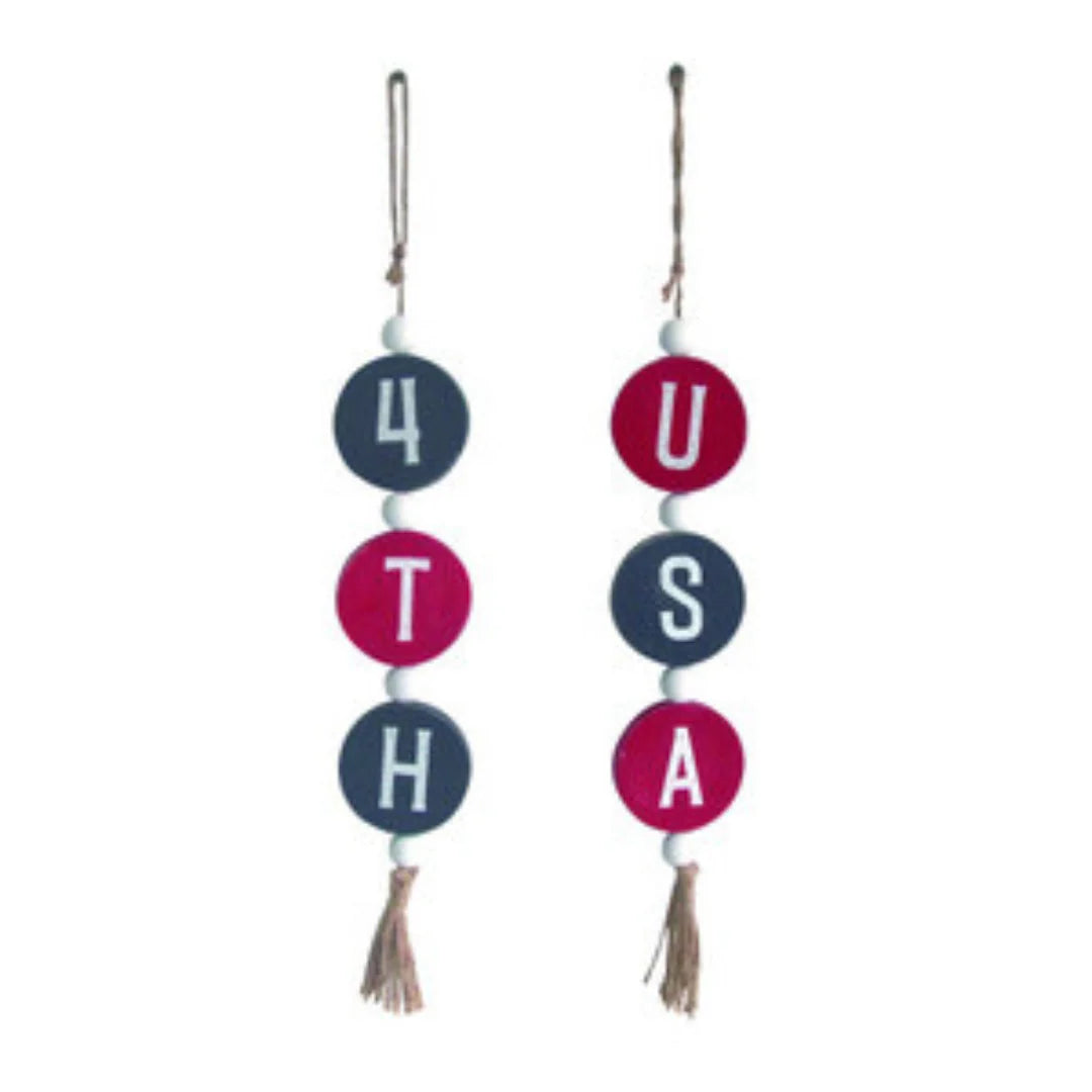 PATRIOTIC BEAD DECOR - SET OF 2