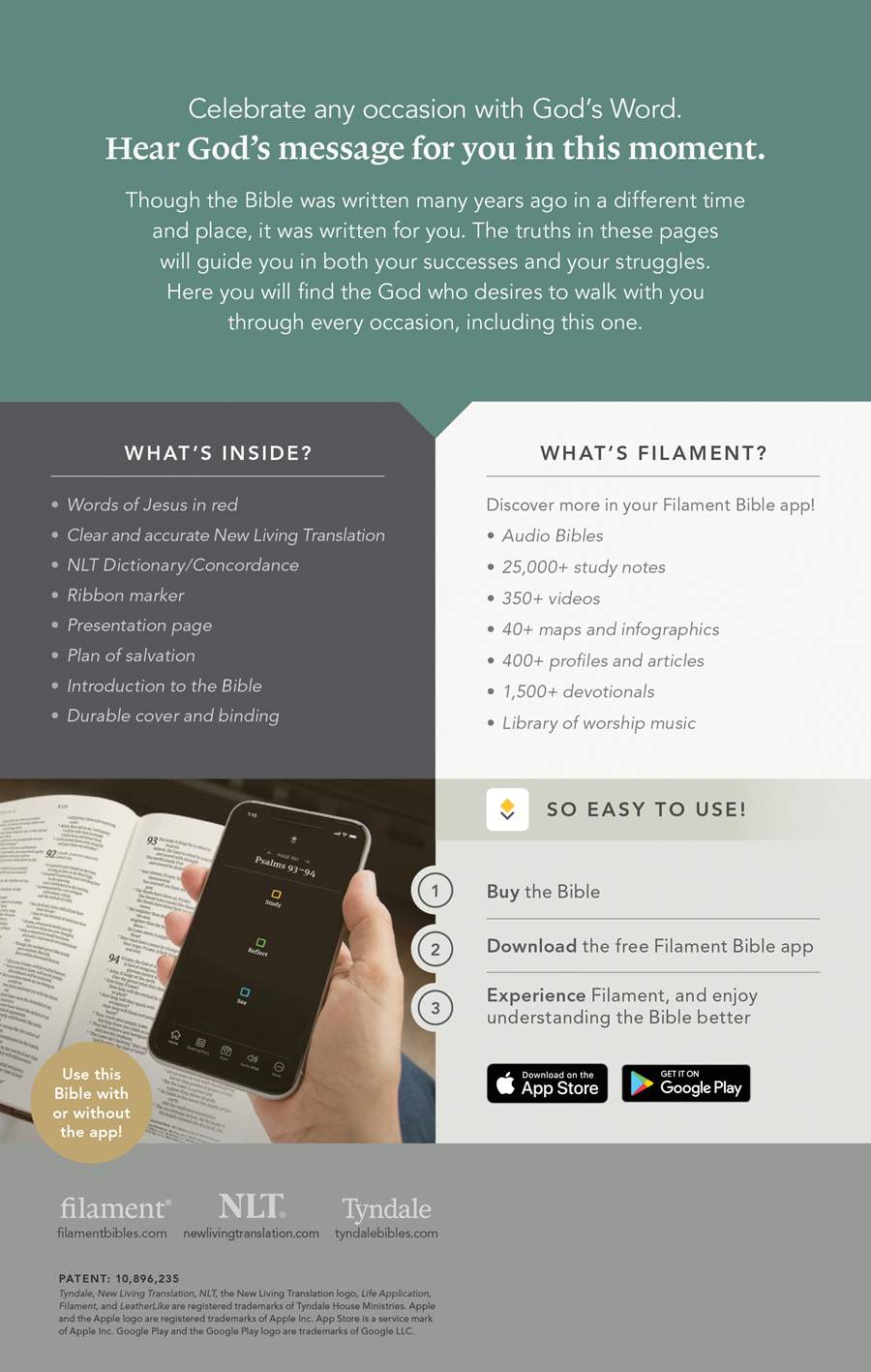 Premium Gift Bible NLT, Filament Enabled