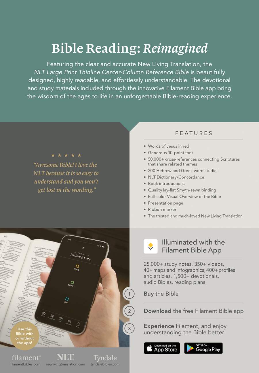 NLT Large Print Thinline Center-Column Reference Bible, Filament Enabled
