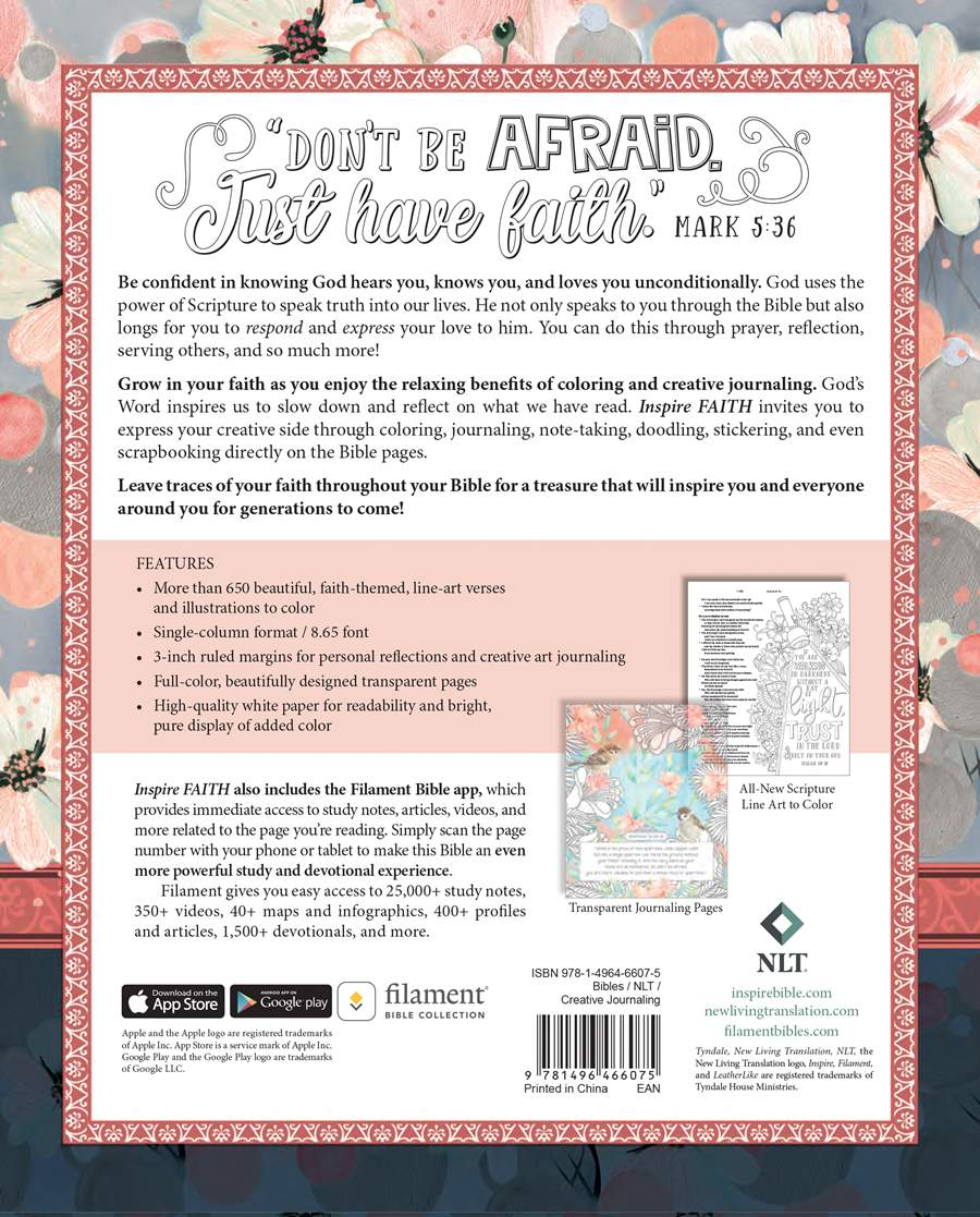 Inspire FAITH Bible NLT, Filament Enabled