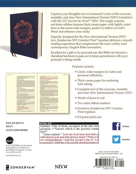 NIV Journal the Word Bible--cloth over board, navy