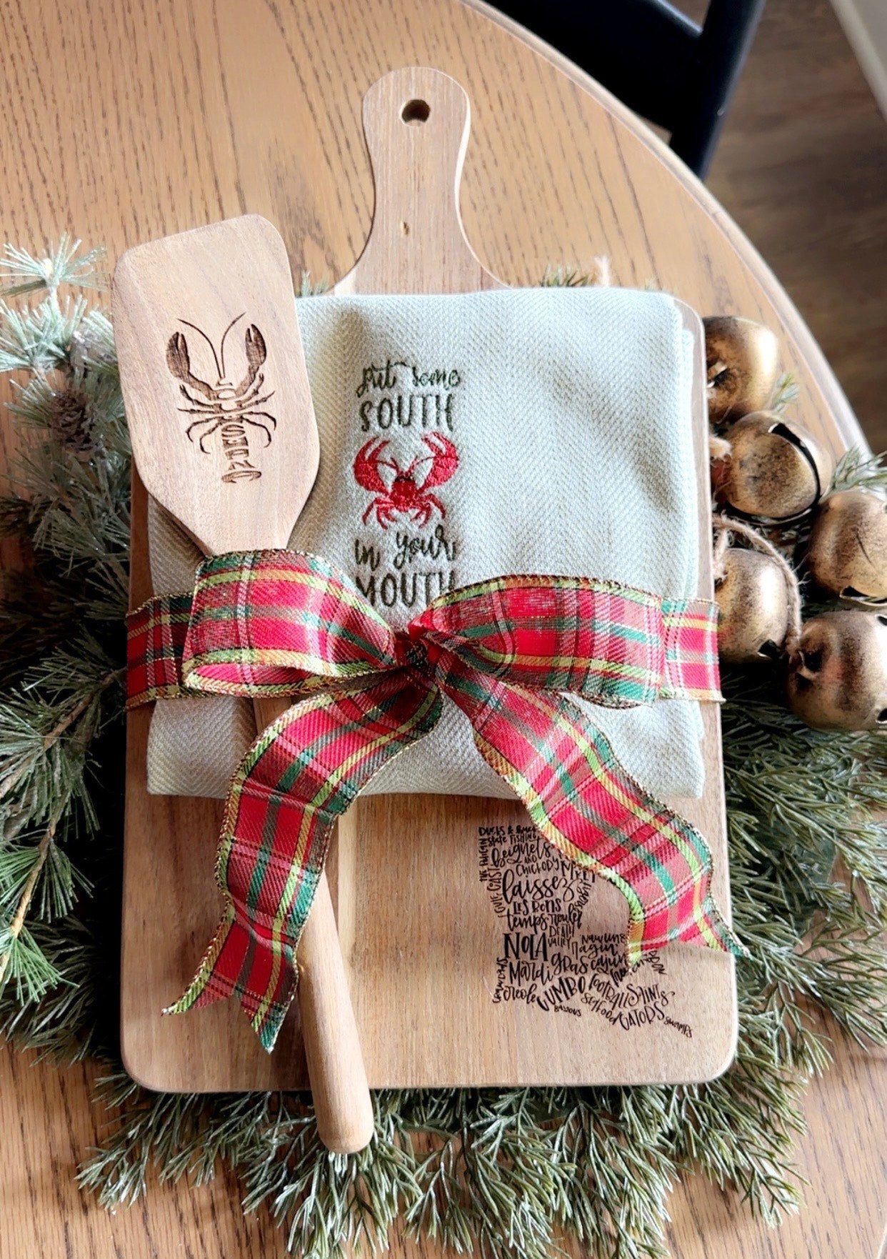 This Little Light Of Mine Designs-Cutting board / dish towel / roux spoon gift set - 55.00