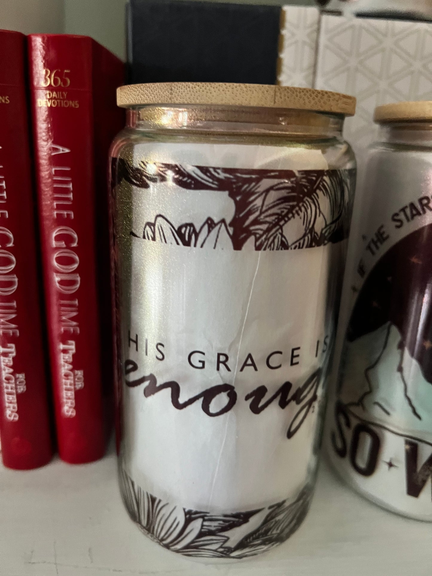 16oz Libby Glass - “His grace is enough”