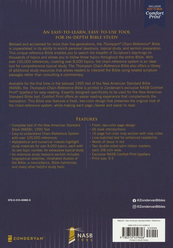 NASB Thompson Chain-Reference Bible, Comfort Print--hardcover