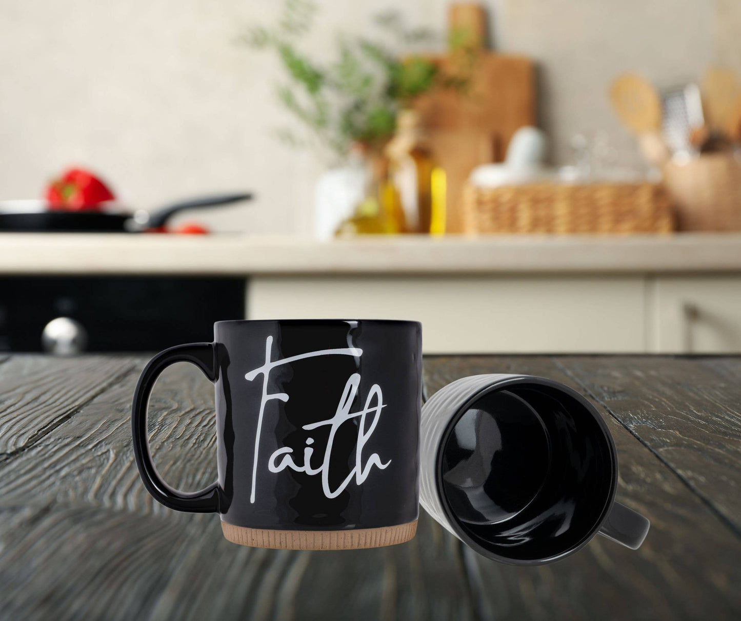 EAST AVENUE - Ceramic Mugs Faith Black Raw-Bottom