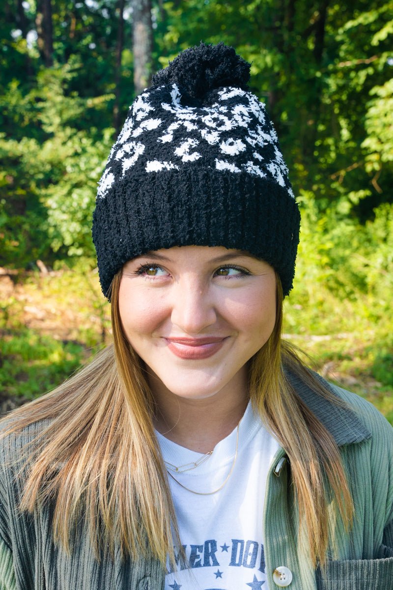 COZY CUDDLES ROXIE LEOPARD POM POM BEANIE