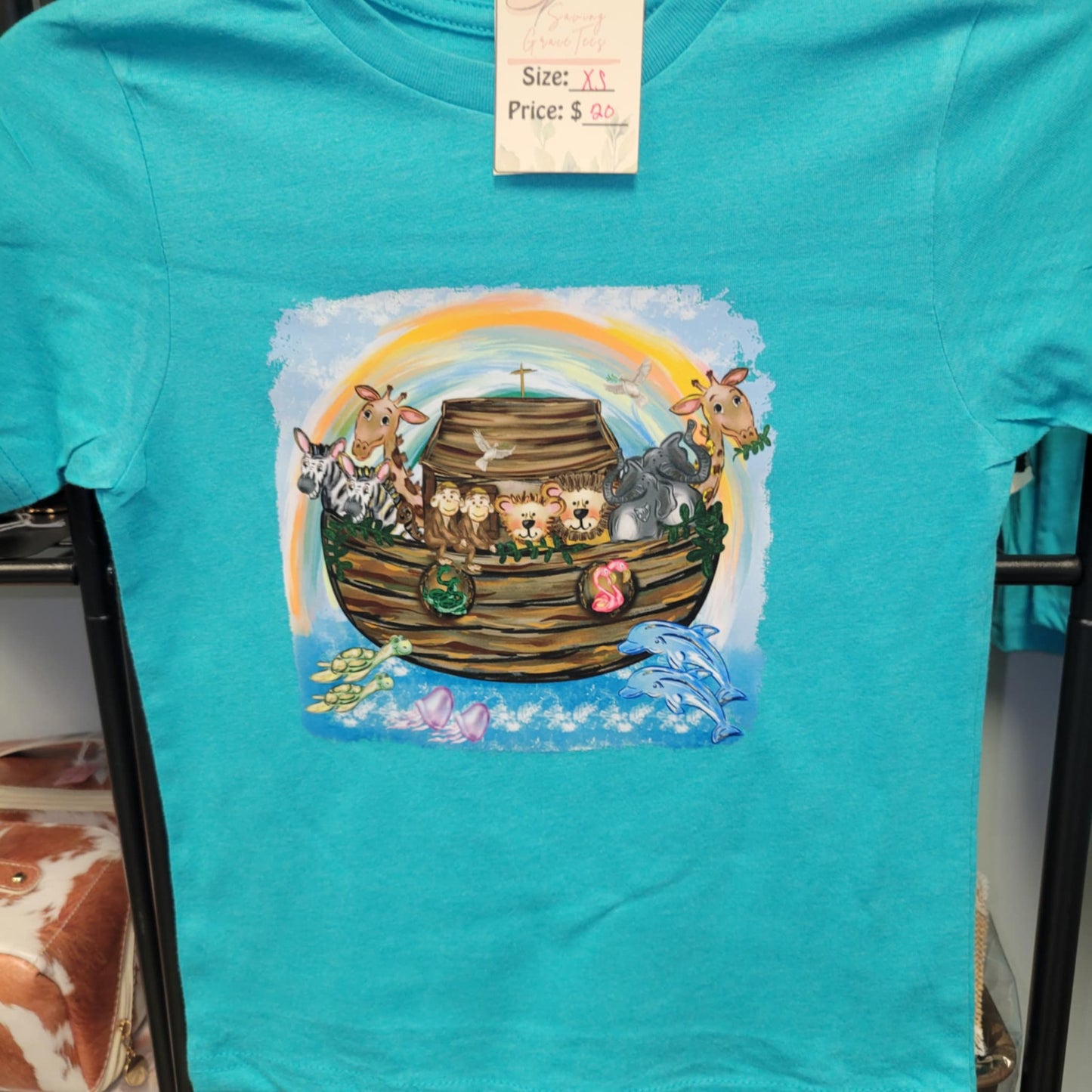 Saving Grace Tee Co.- Noah's Ark youth tee- Aqua