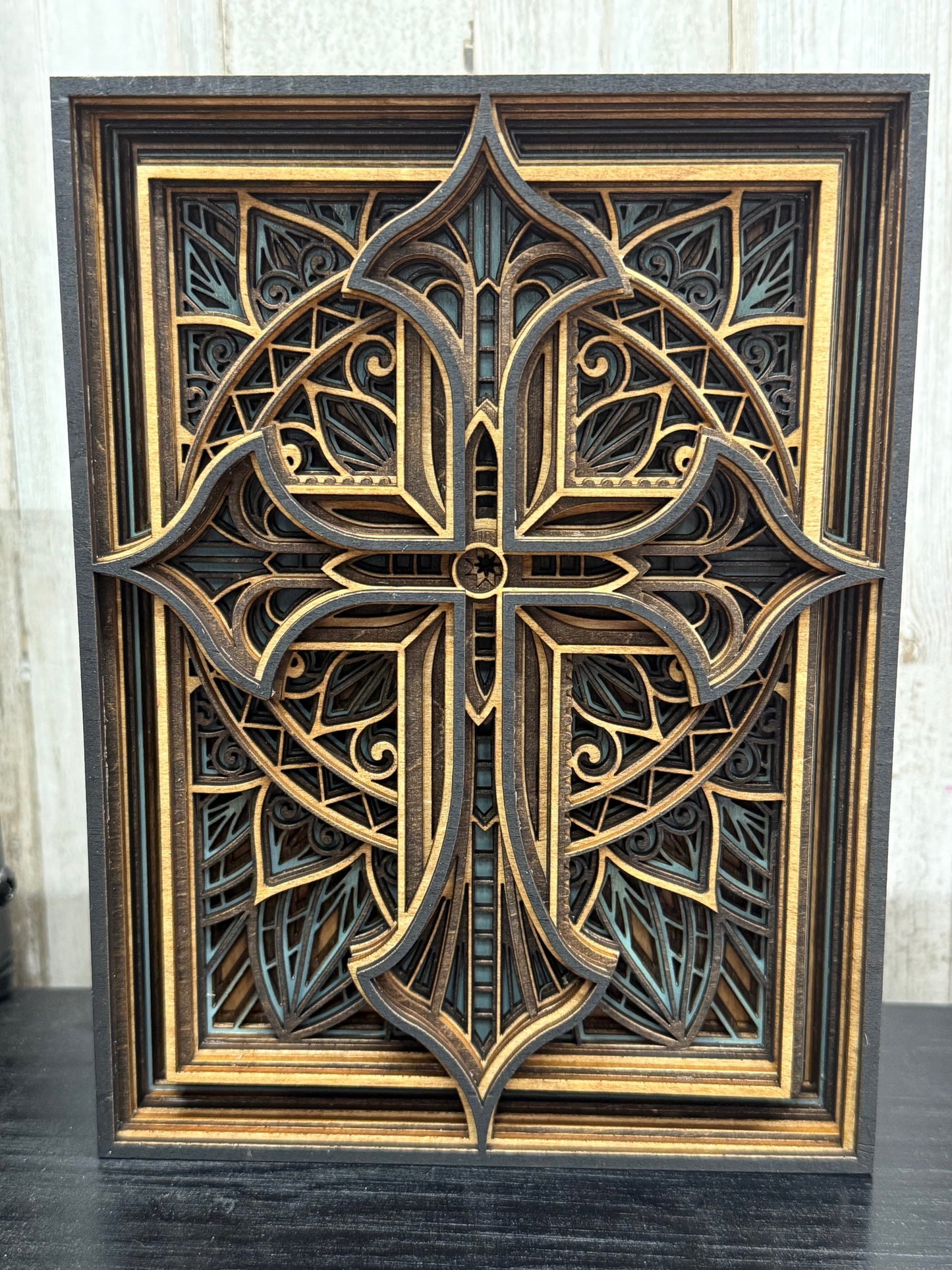 Mandala cross shelf sitter