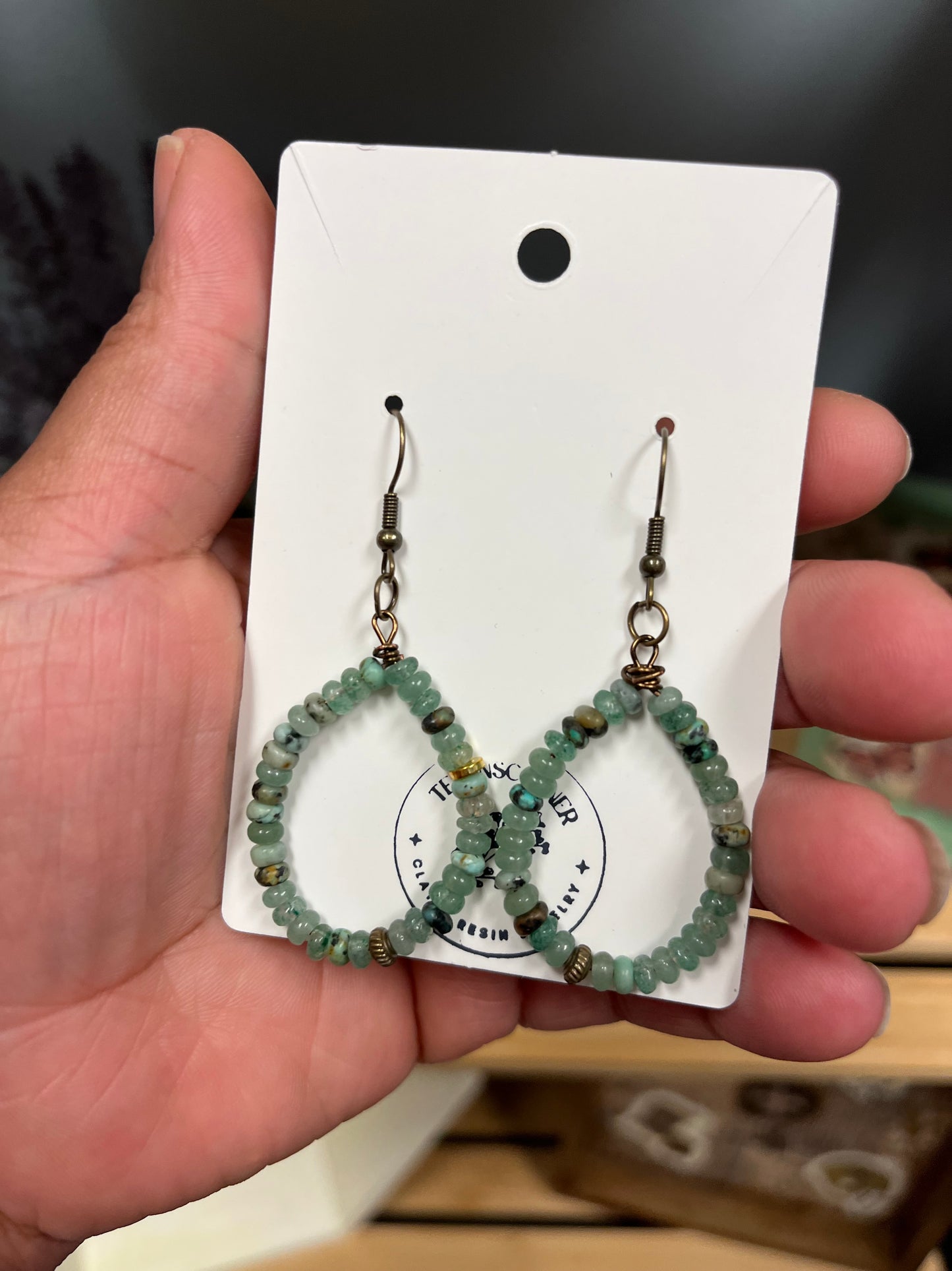 Teannscorner- green stone earrings