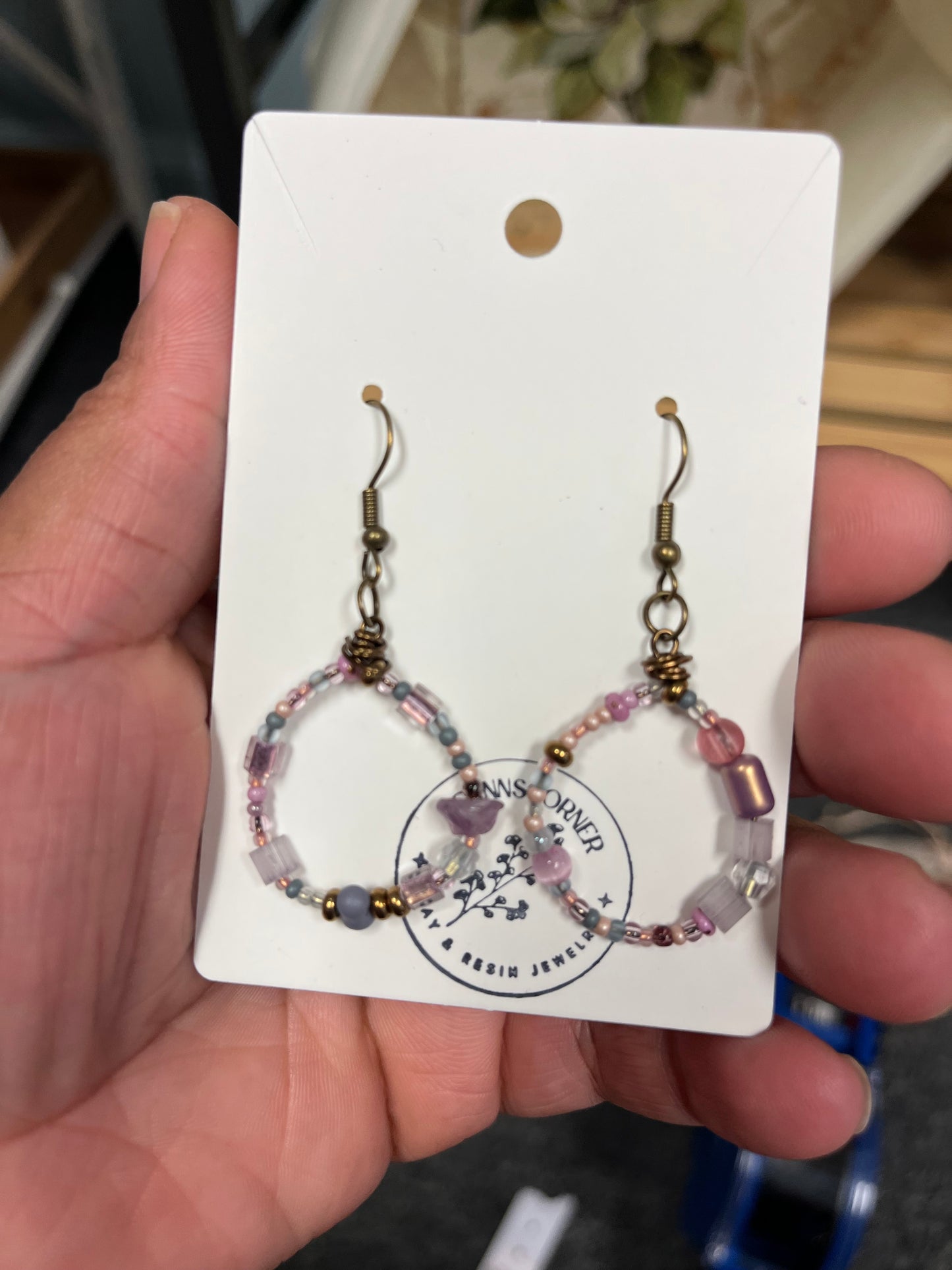 Teannscorner- pink, purple blue sparkle beaded earrings