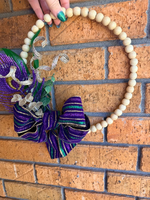 La Vie Queen Collective- Mardi Gras wooden bead wreath