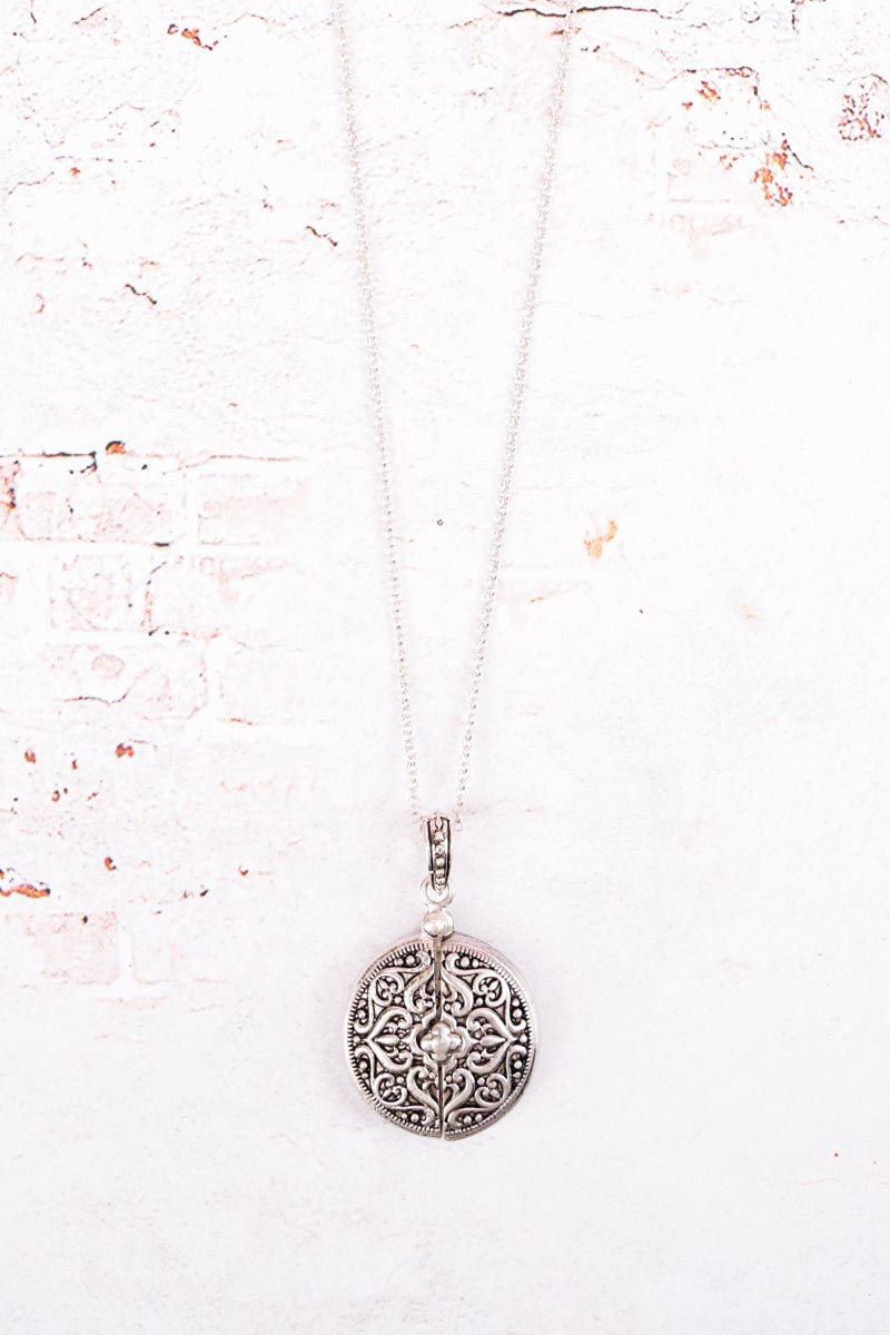 WORN SILVERTONE 'NURSE'S BLESSING' MESSAGE LOCKET NECKLACE