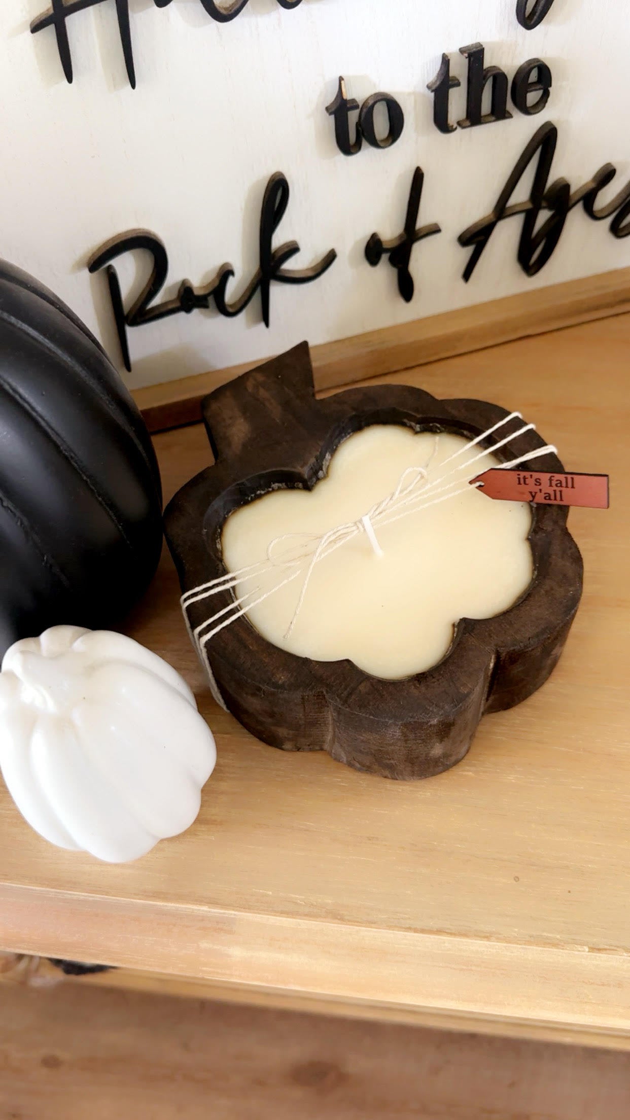 This Little Light of Mine- wooden pumpkin candle