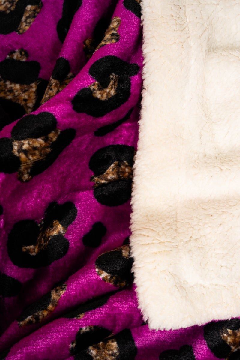 COZY DREAMS ROSITA LEOPARD PLUSH SHERPA BLANKET