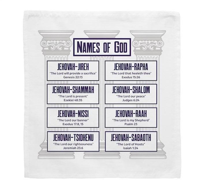 Prayers In My Pocket Cloth-Names Of God (8 x 8) (Pack Of 6)