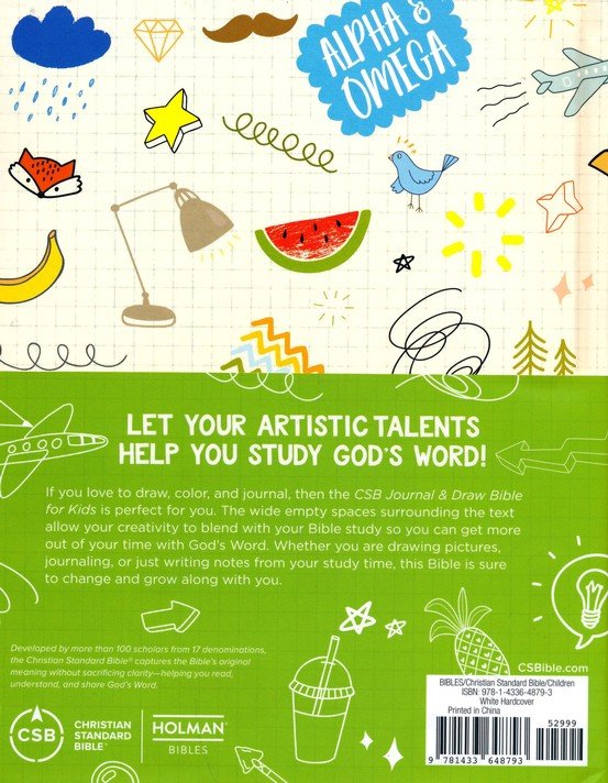 CSB Journal and Draw Bible for Kids, White