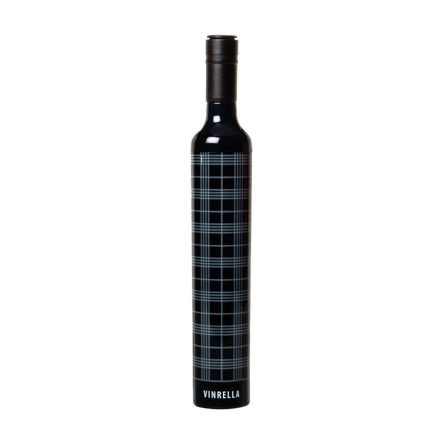 Vinrella Black Plaid Labeled Bottle Umbrella