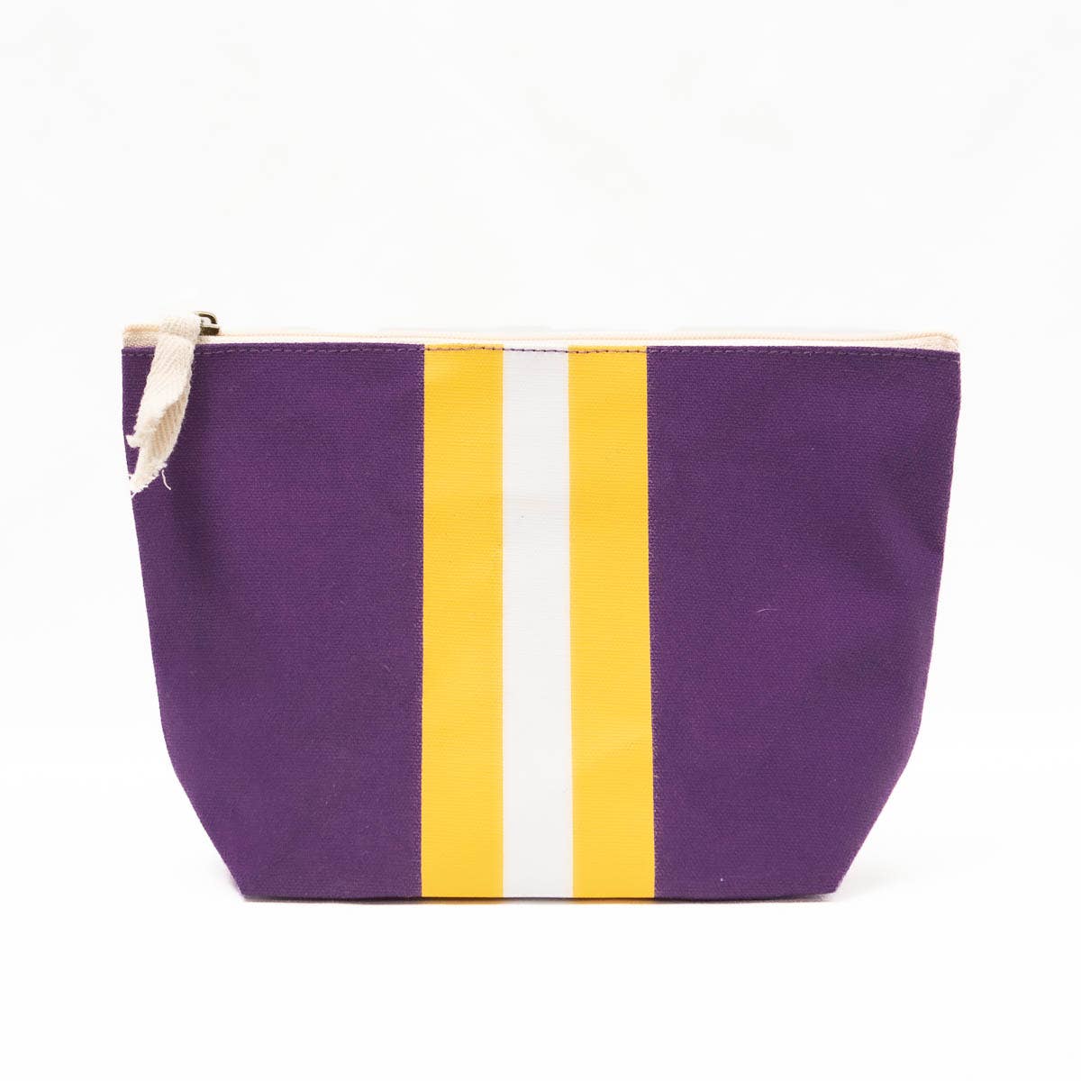 The Royal Standard - Campus Stripe Cosmetic Purple/White/Yellow 10.25x6.75x3