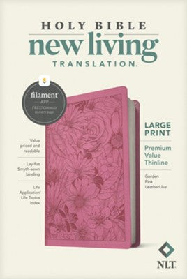 NLT Large-Print Premium Value Thinline Bible, Filament Enabled Edition--soft leather-look, pink