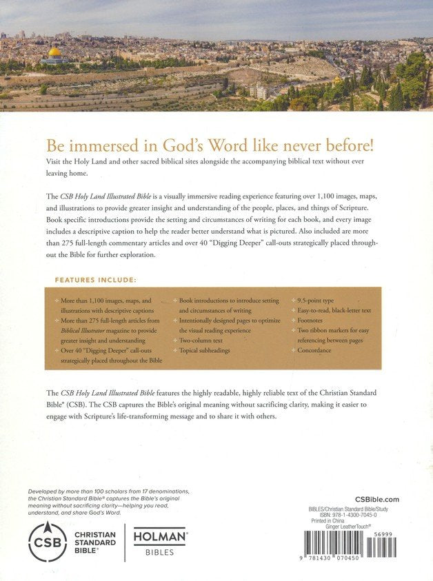 CSB Holy Land Illustrated Bible--soft leather-look, ginger