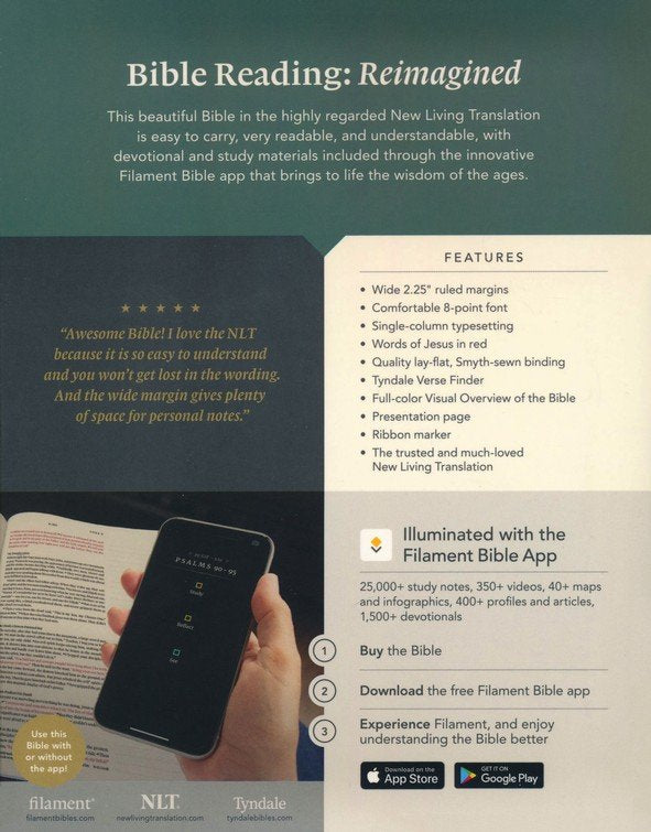 NLT Wide Margin Bible, Filament Enabled Edition--cloth over hardcover, ocean blue