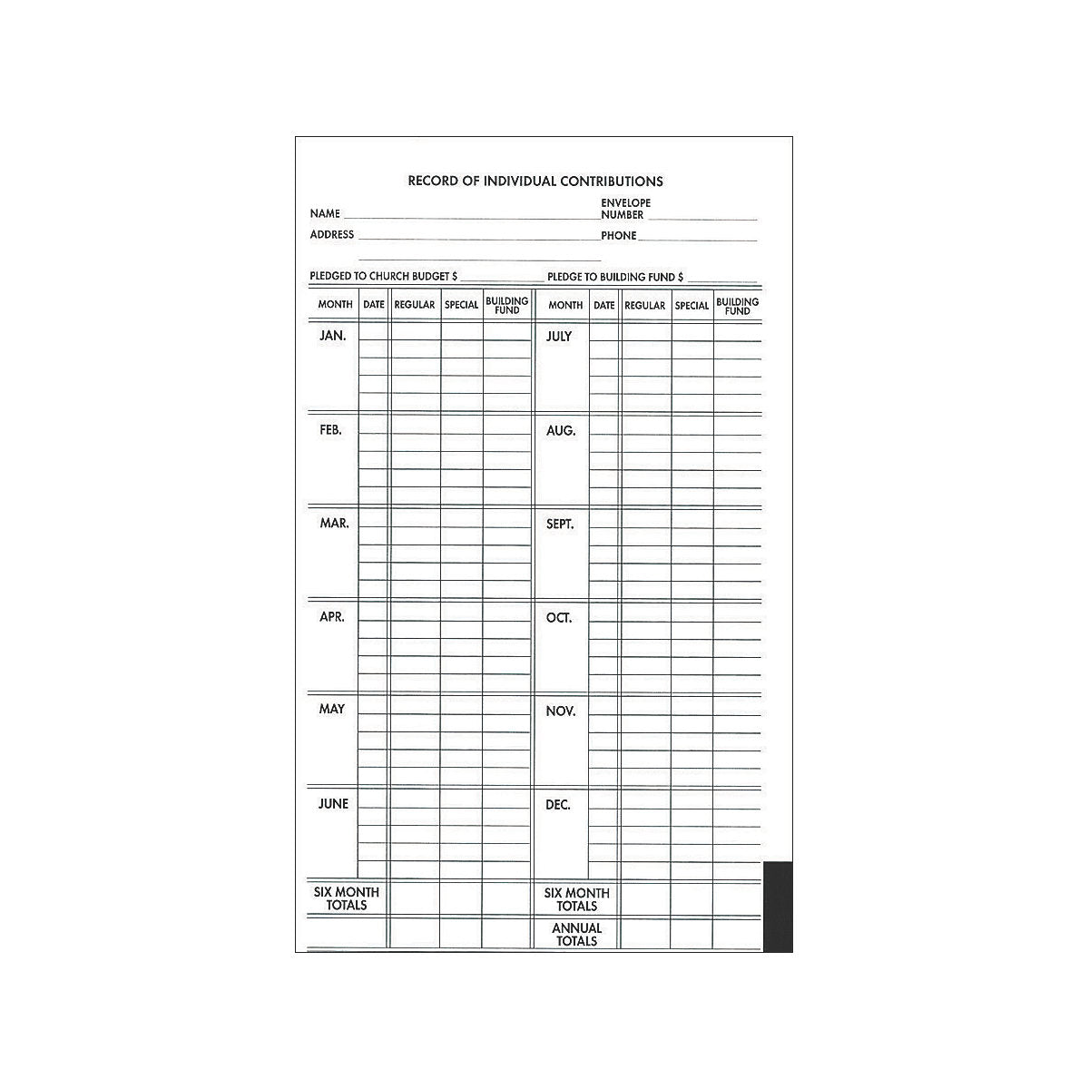 Finance Record Book for Small Churches