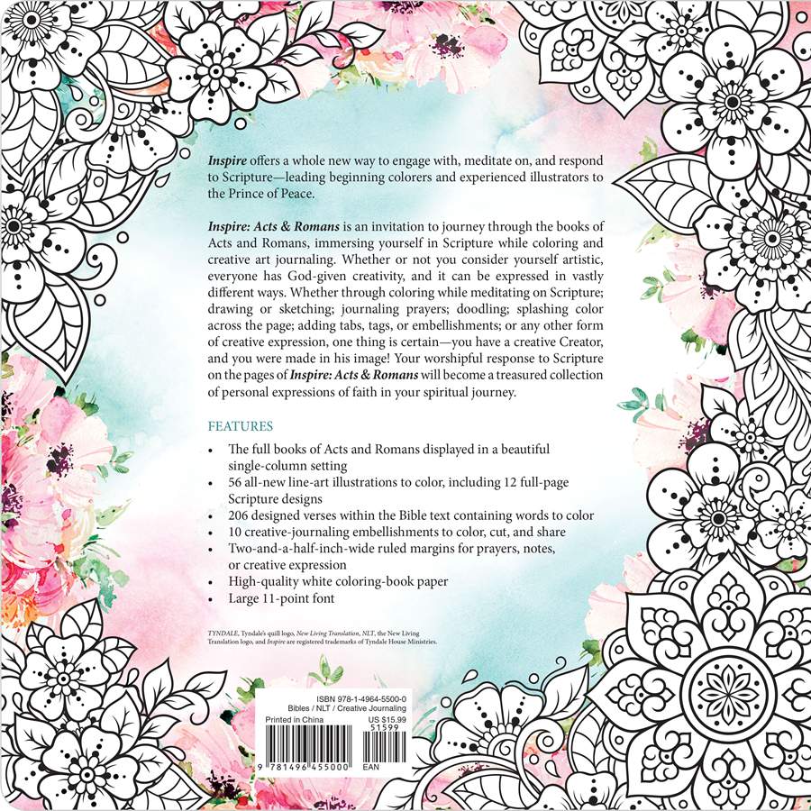 Inspire: Acts & Romans: Coloring & Creative Journaling through Acts & Romans, Softcover