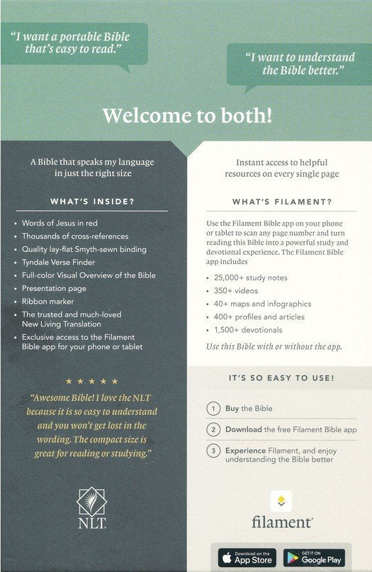 NLT Large-Print Thinline Reference Bible, Filament Enabled Edition--genuine leather, blue (indexed)