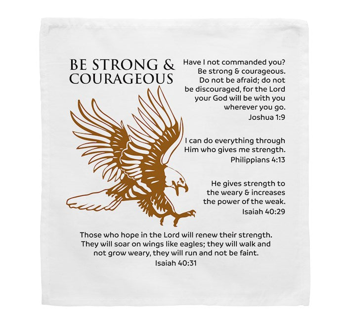 Prayers In My Pocket Cloth-Strong & Courageous (8 x 8) (Pack Of 6)
