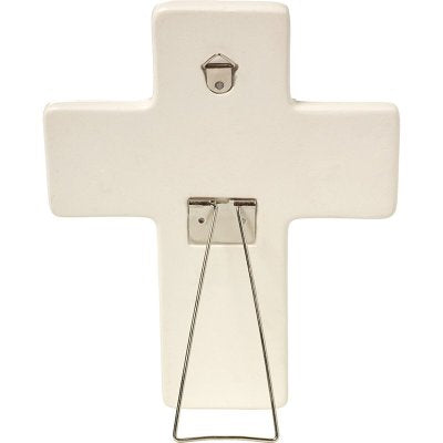Jesus Loves Me Cross Girl Ivory w/Pink Hearts Ceramic