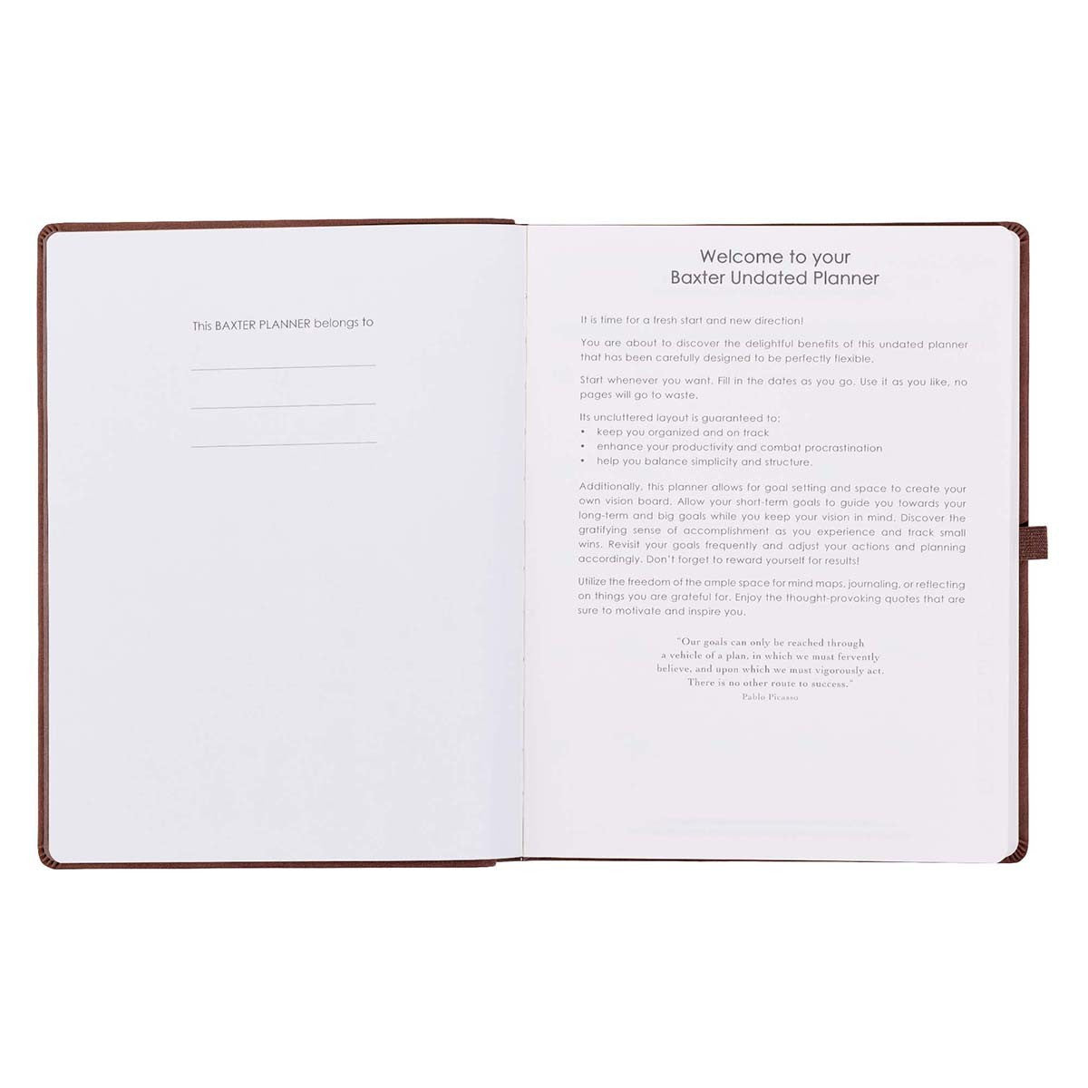 Brown Faux Leather Baxter Executive Undated Planner