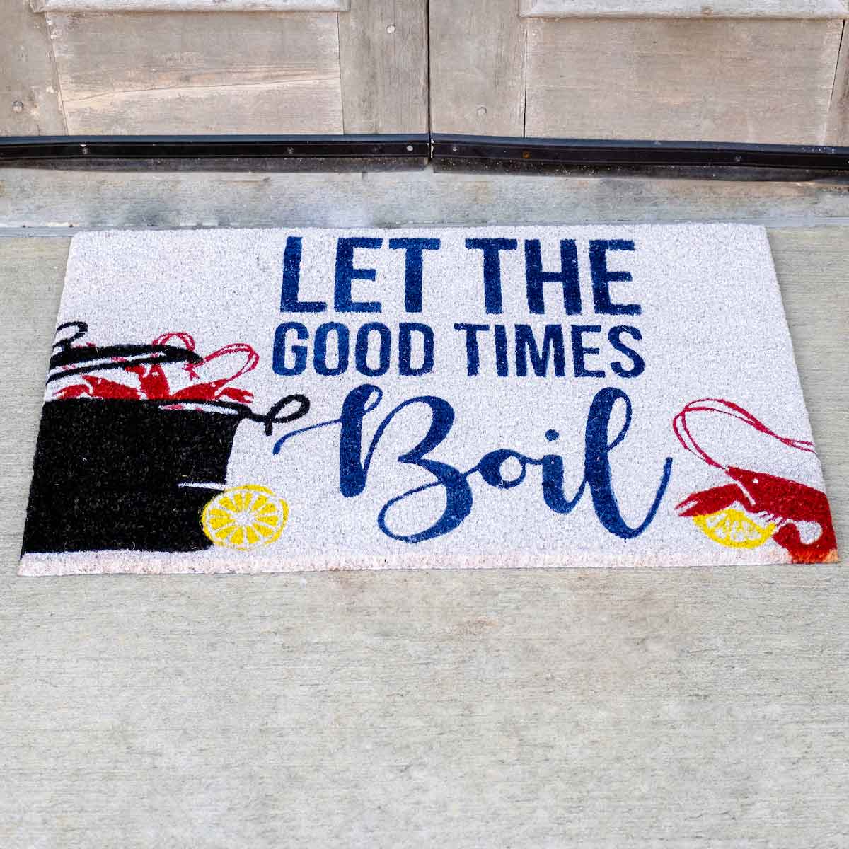 The Royal Standard - Good Times Boil Coir Doormat White/Navy 30x18