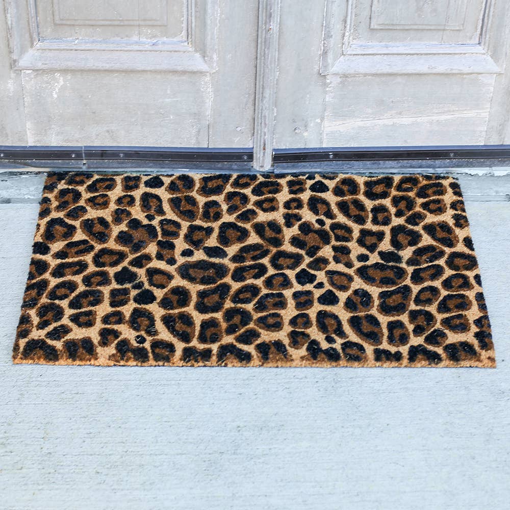 The Royal Standard - Leopard Coir Doormat Black/Brown 30x18