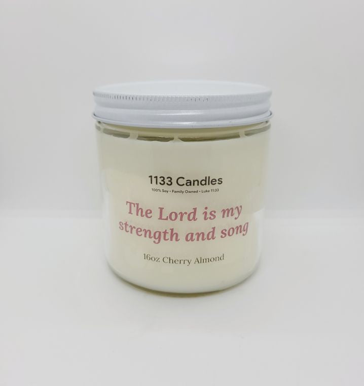 Cherry Almond Soy Candle | Christian Gift | The Lord is my strength and song