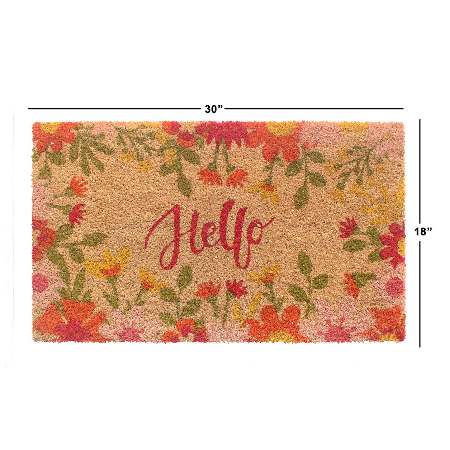 RugSmith - Hello Cursive Flowers Doormat