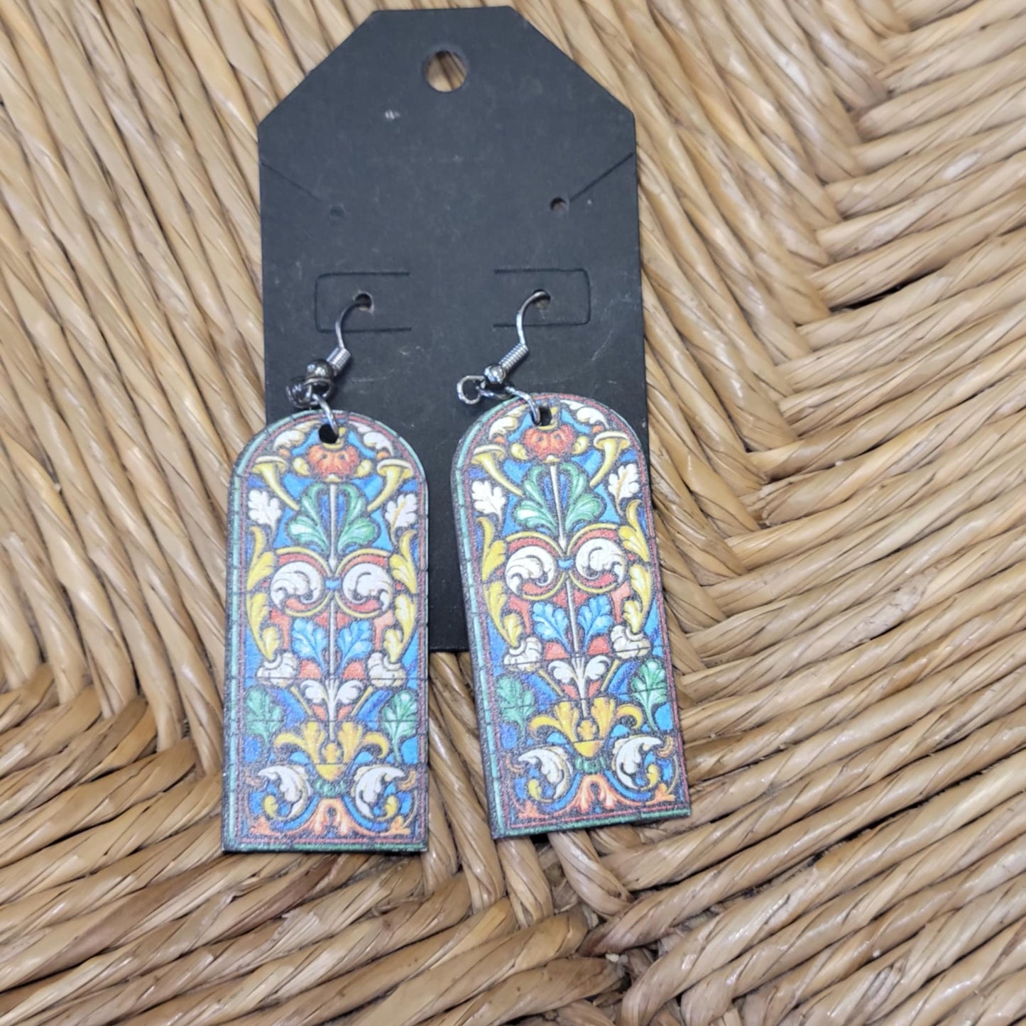Stainglass wooden earrings