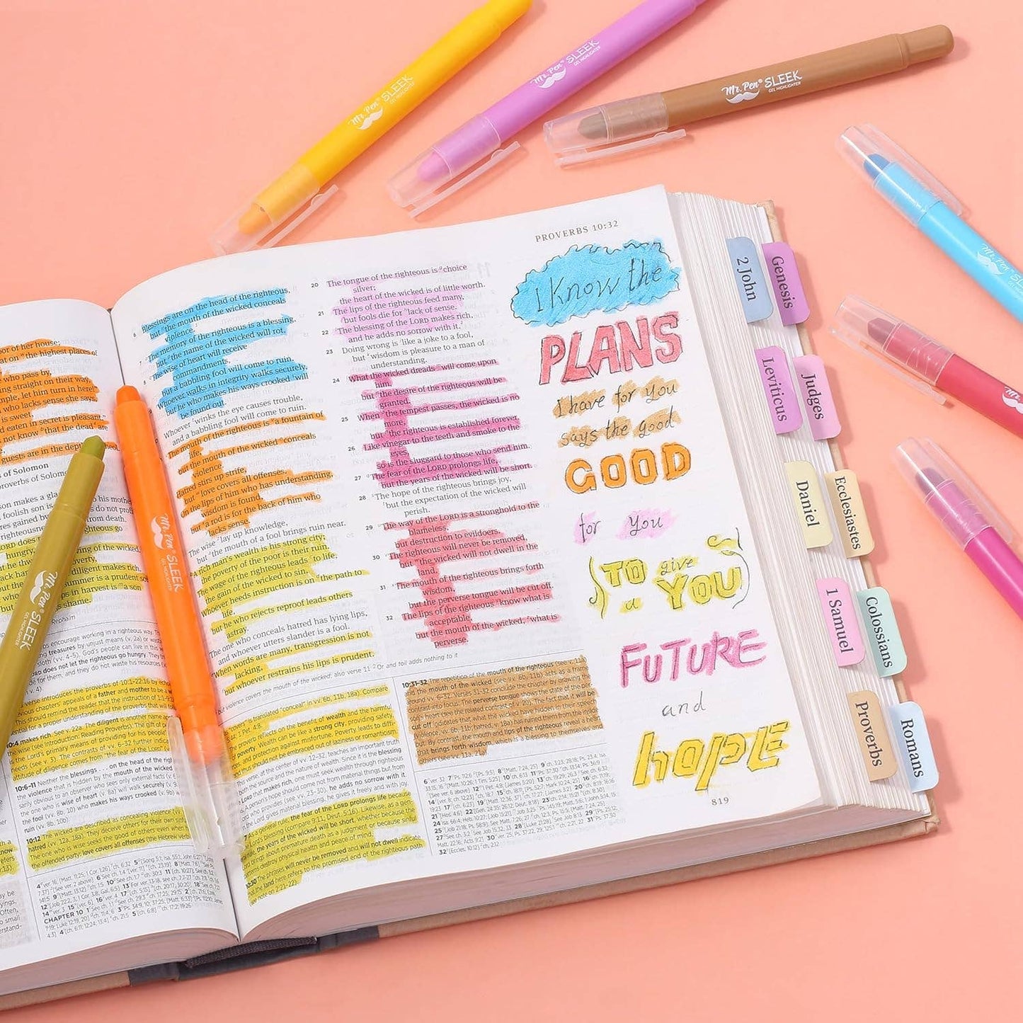 Mr. Pen - Gel Bible Highlighters 8 Pack No Bleed