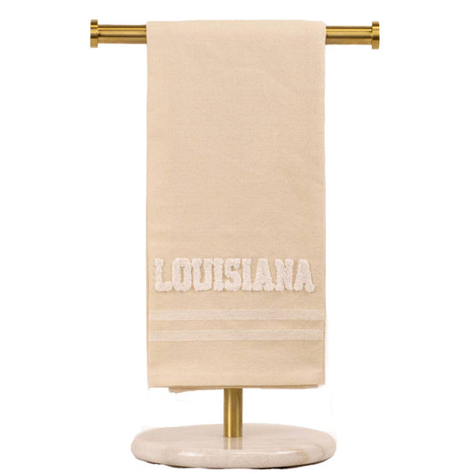 The Royal Standard - Louisiana Embroidery Hand Towel   Oat/Soft White   20x28