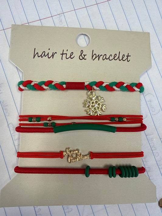 Hair tie and Bracelet - Christmas