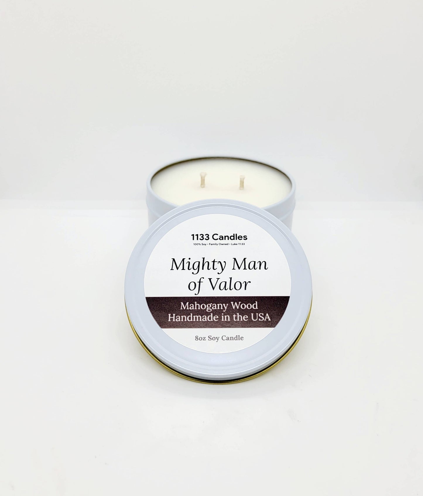1133 Candles - 8oz Mahogany Wood Soy Candle | Father's Day Gift for Men